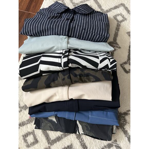 LYSSE Bundle Of 8 Solid Print Button Down Wrinkle Resistant Career Blouses Tops - Picture 14 of 16